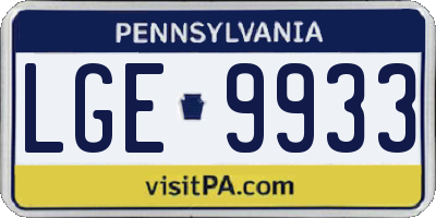 PA license plate LGE9933