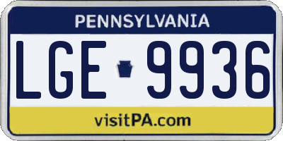 PA license plate LGE9936
