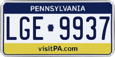 PA license plate LGE9937