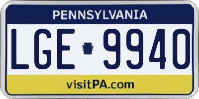 PA license plate LGE9940
