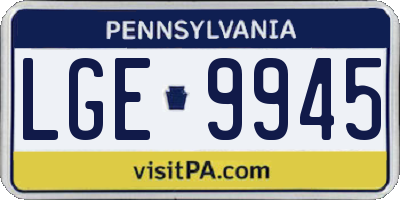 PA license plate LGE9945