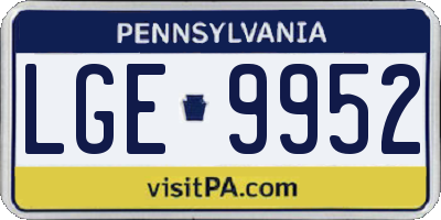 PA license plate LGE9952