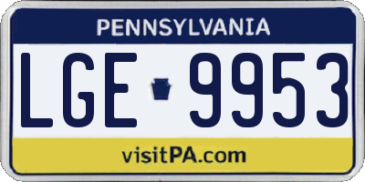 PA license plate LGE9953