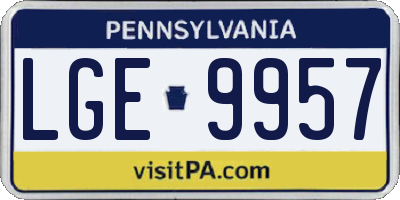 PA license plate LGE9957