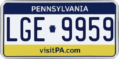 PA license plate LGE9959
