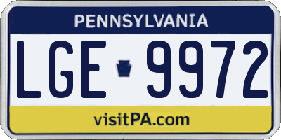PA license plate LGE9972
