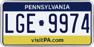 PA license plate LGE9974