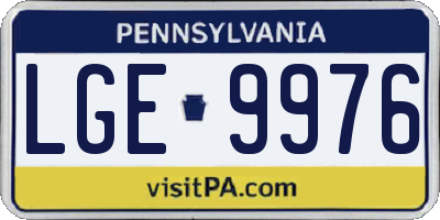 PA license plate LGE9976