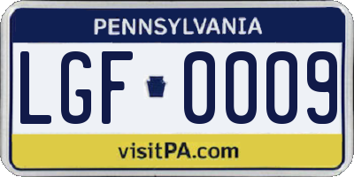 PA license plate LGF0009