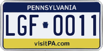 PA license plate LGF0011