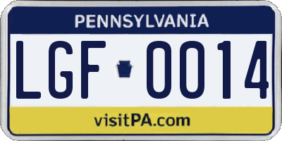 PA license plate LGF0014