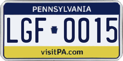 PA license plate LGF0015