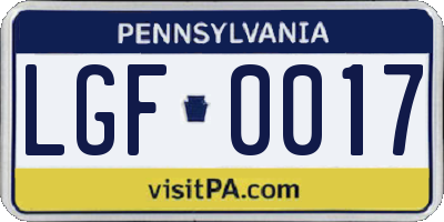 PA license plate LGF0017