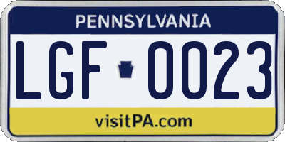 PA license plate LGF0023
