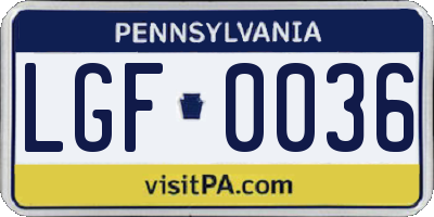 PA license plate LGF0036