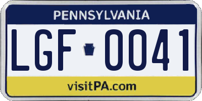 PA license plate LGF0041
