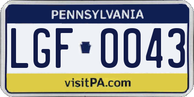 PA license plate LGF0043