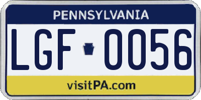 PA license plate LGF0056
