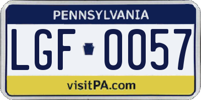 PA license plate LGF0057