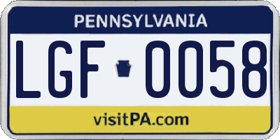 PA license plate LGF0058