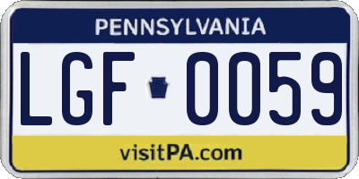 PA license plate LGF0059