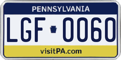 PA license plate LGF0060