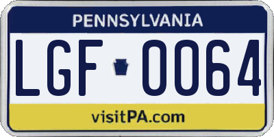 PA license plate LGF0064