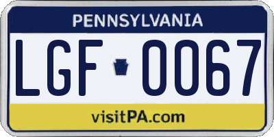 PA license plate LGF0067