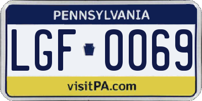 PA license plate LGF0069