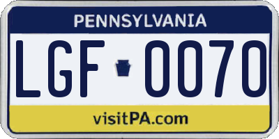 PA license plate LGF0070
