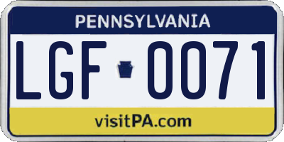 PA license plate LGF0071
