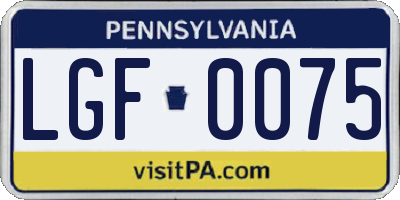 PA license plate LGF0075