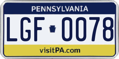 PA license plate LGF0078