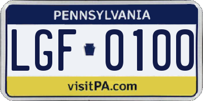 PA license plate LGF0100