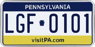 PA license plate LGF0101