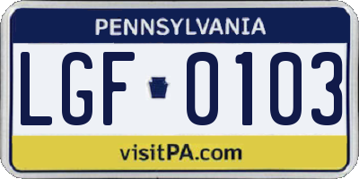 PA license plate LGF0103