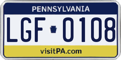 PA license plate LGF0108