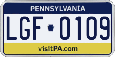 PA license plate LGF0109