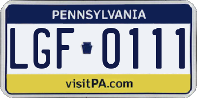 PA license plate LGF0111