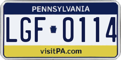 PA license plate LGF0114
