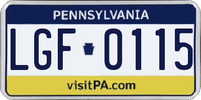 PA license plate LGF0115