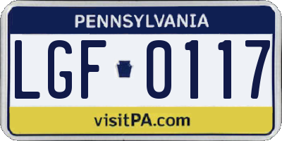 PA license plate LGF0117