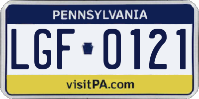 PA license plate LGF0121