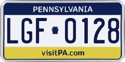 PA license plate LGF0128