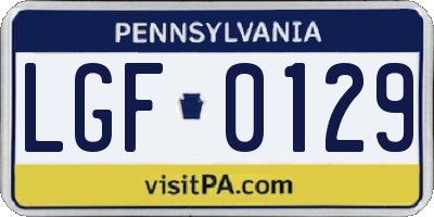 PA license plate LGF0129