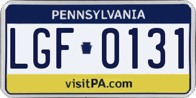 PA license plate LGF0131