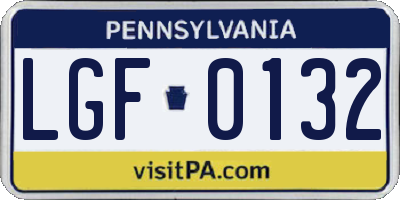 PA license plate LGF0132