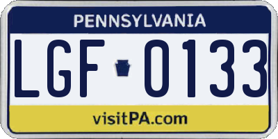 PA license plate LGF0133