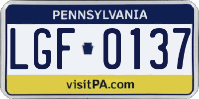 PA license plate LGF0137