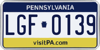 PA license plate LGF0139